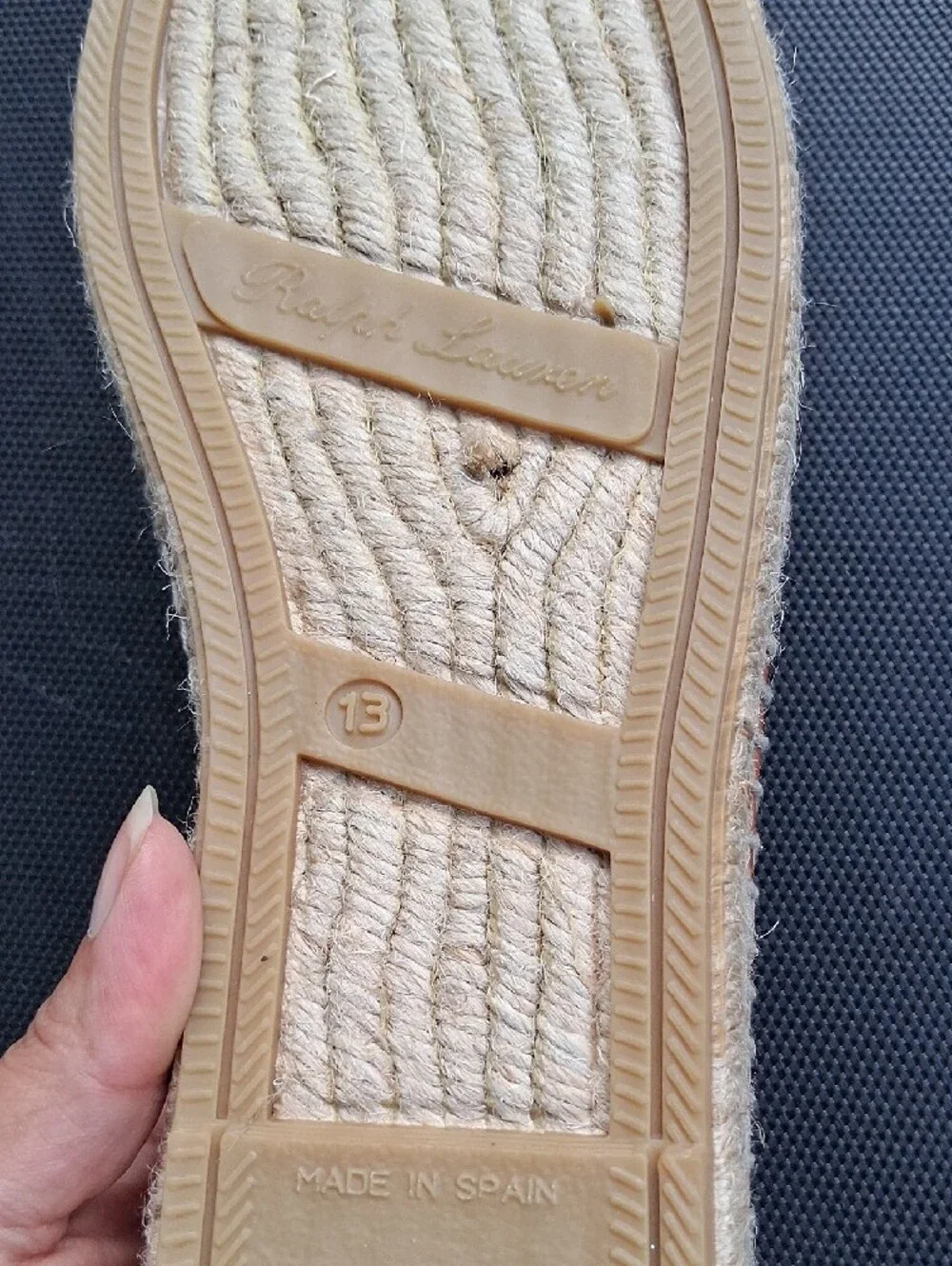 Ralph Lauren Cream Woven Slip-On Loafers with Brown Trim and Embroidered RL